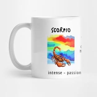 watercolor Scorpio zodiac sign and characteristics Mug